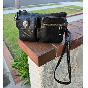 Vintage ROOTS CANADA Small Leather Crossbody Biker Bag Motorcycle Gear Purse